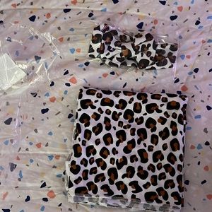 Cheetah receiving blanket and headband to match